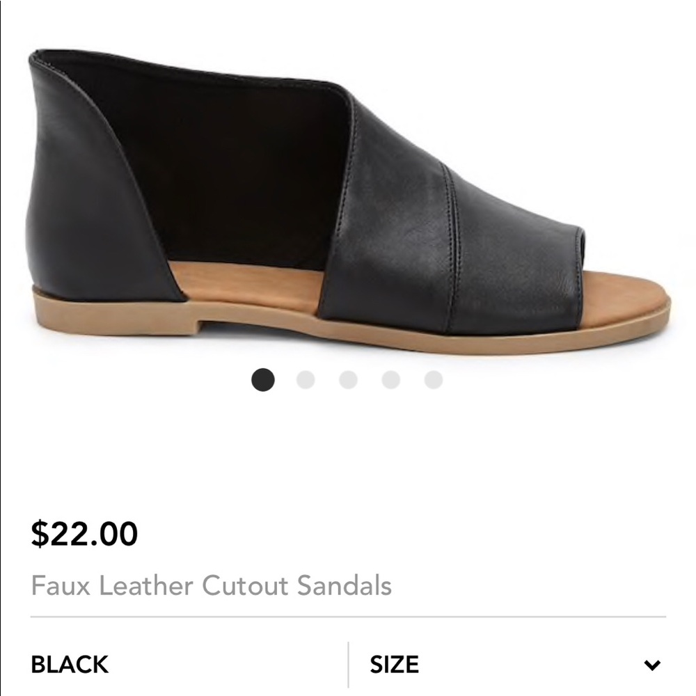 Bamboo | Faux Cutout Black Leather Sandals | 7.5